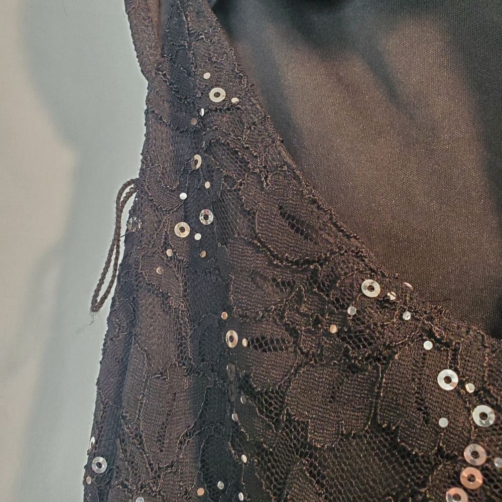 My Michelle Whimsigoth Black w/Silver Sequin Lacey Dark Fairy Long Gown Sz 3 Y2K - Picture 5 of 16